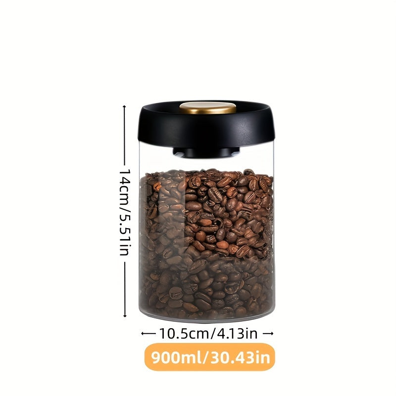 Glass Storage Jar With Pressure Pump For Coffee Beans Tea Nuts Grains
