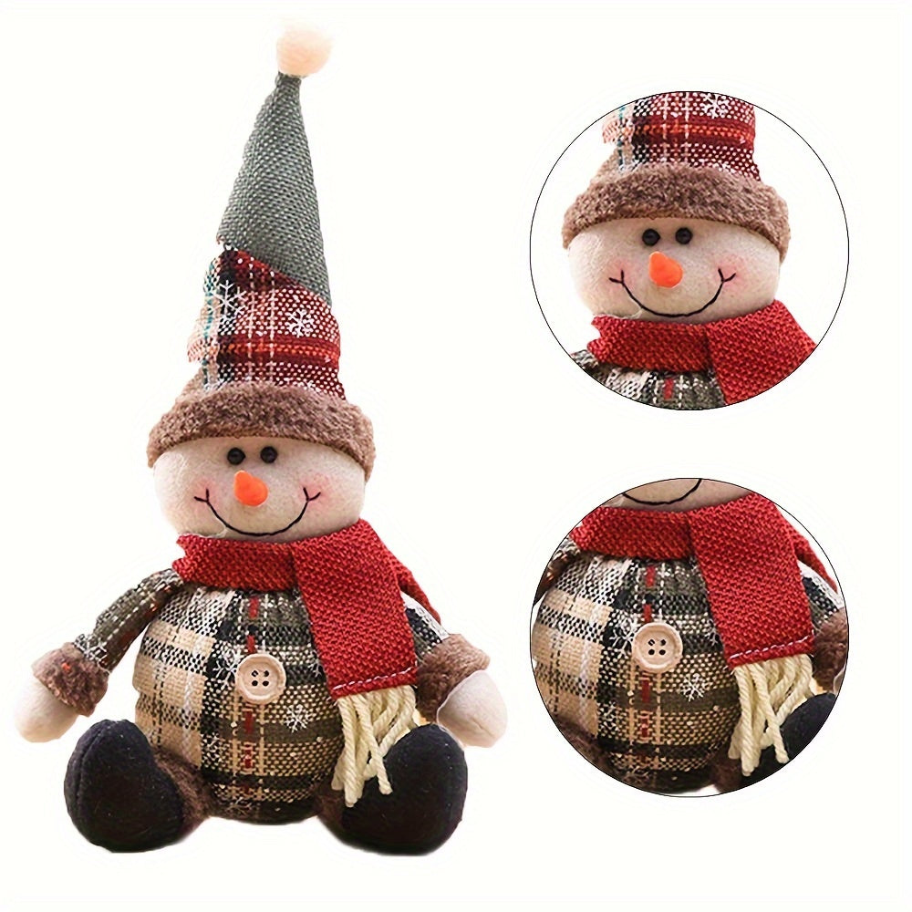 Christmas Santa Claus Reindeer Plush Ornament for Holiday Tree Decor