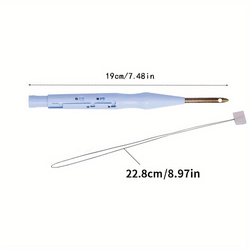 Light Blue Stainless Steel Punch Needle Kit for Embroidery and Knitting