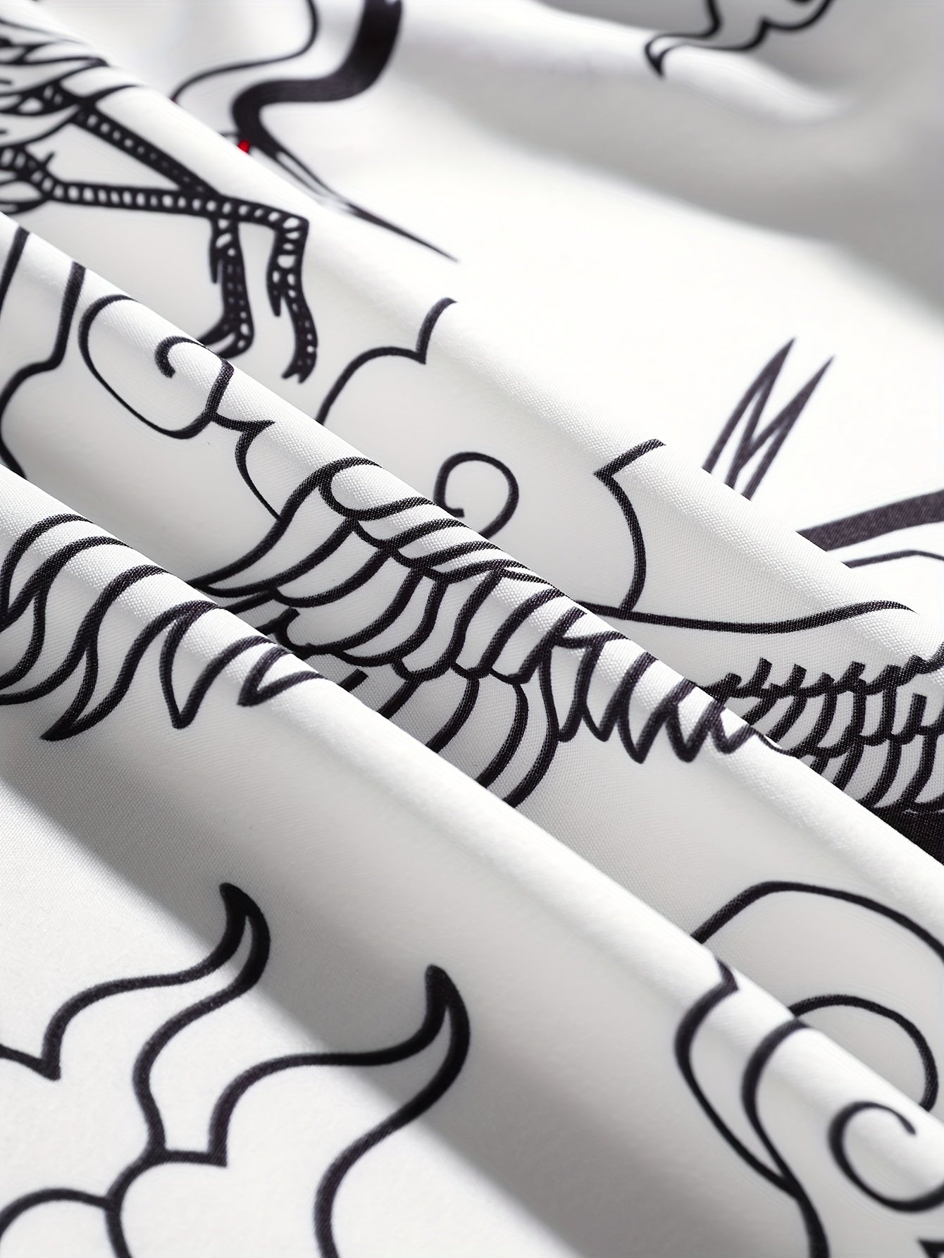 Men's Summer Kimono Shirt with Paisley and Japanese Letter Print Casual Woven Polyester