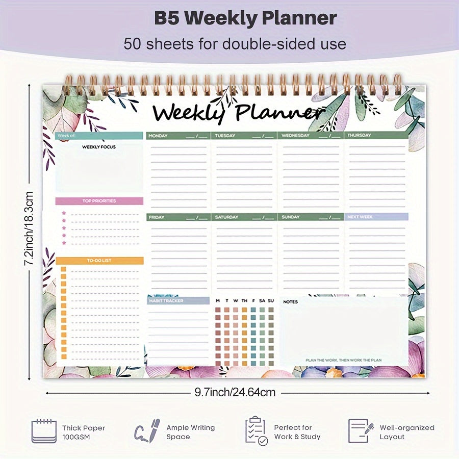 Adult Weekly Planner with 52 Tear-Off Sheets Calendar Organizer