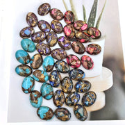 10 Pieces Bohemian Natural Oval Stones for Jewelry Making and Decoration