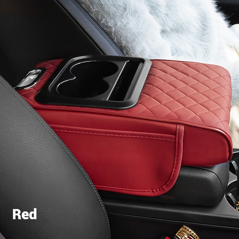 PU Leather Car Armrest Organizer with Cup Holder Tissue Box Storage