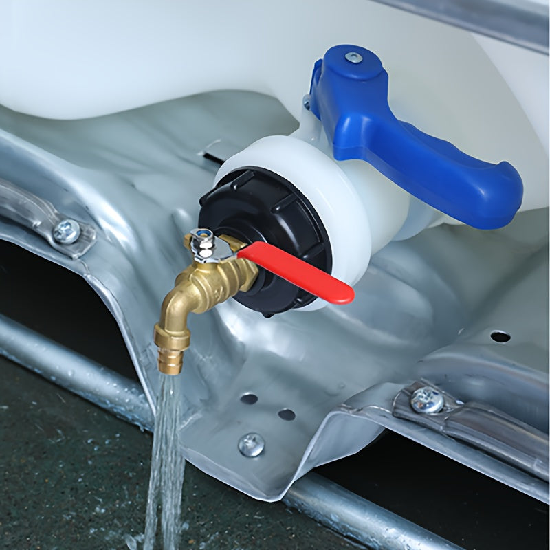 Plastic IBC Tote Adapter with Threaded Hose Drain Fitting for Garden and Lawn Care