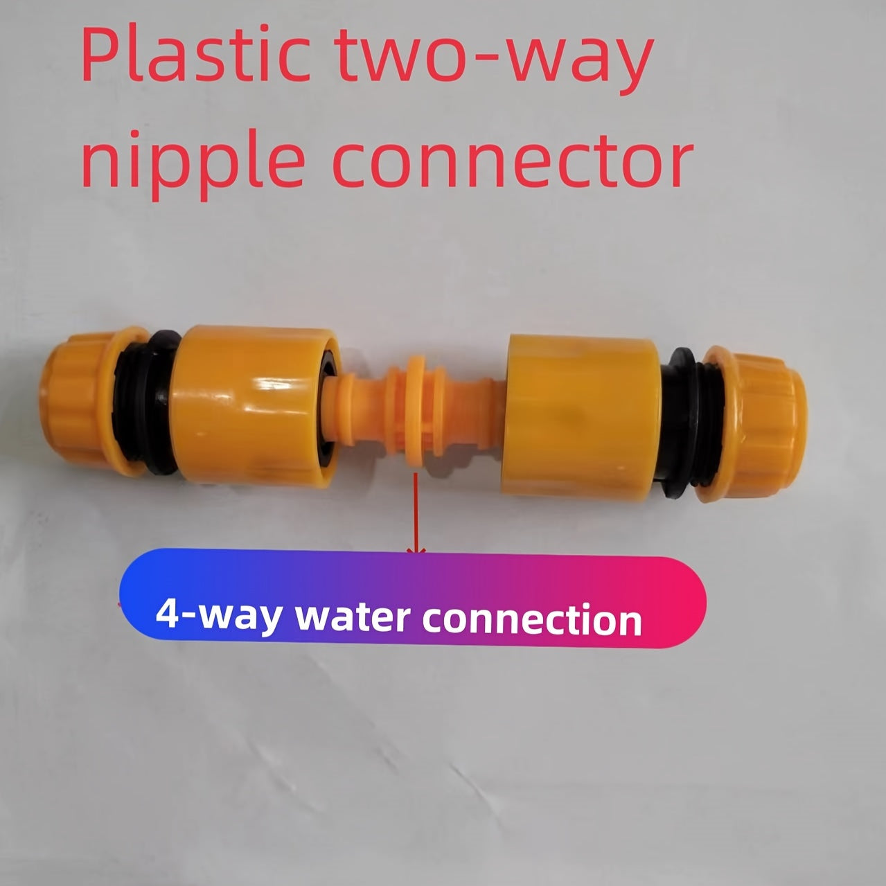 Set of 2 Water Pipe Fittings with Universal Nipple Rubber Yellow Inlet Connectors