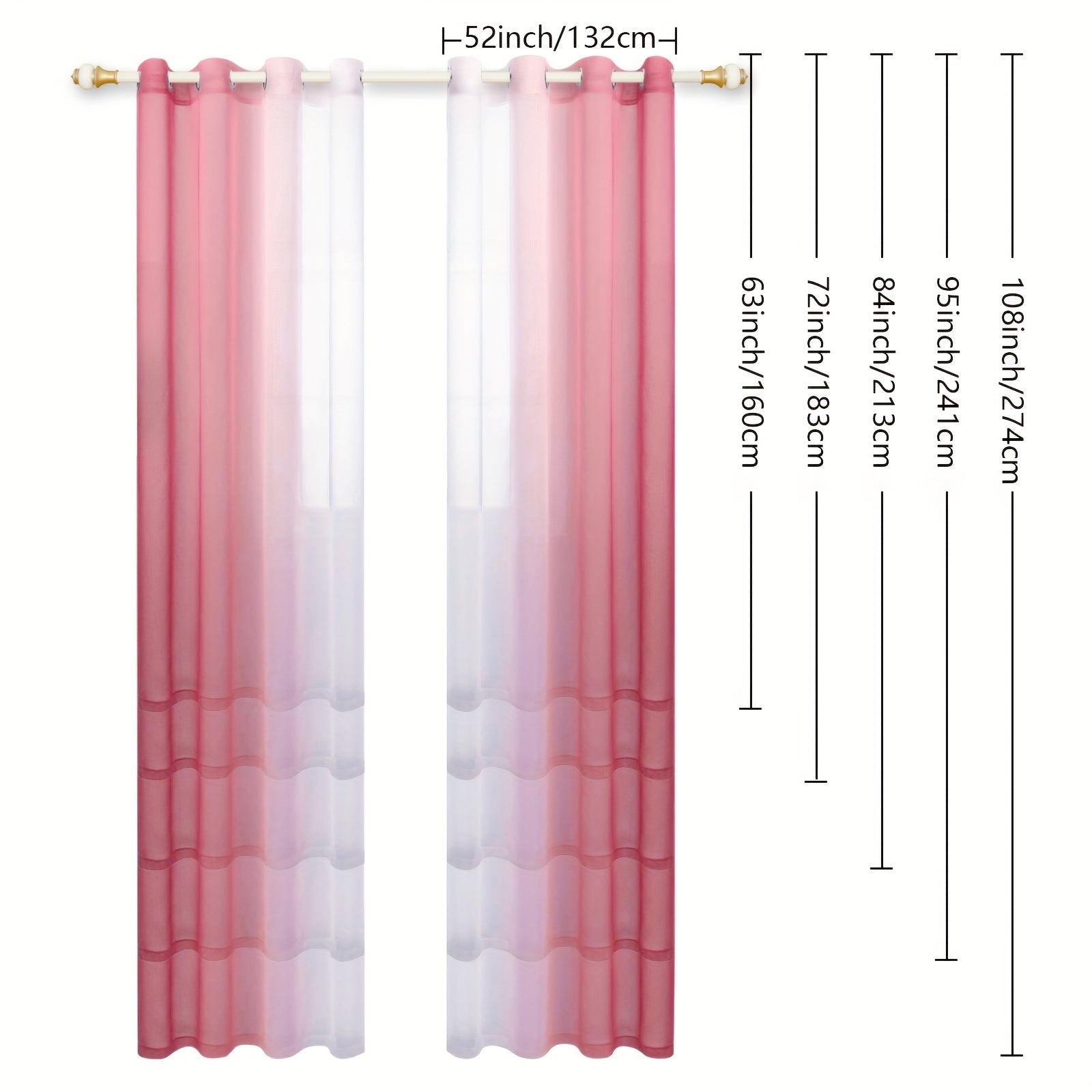 Juego de cortinas de hilos en degradé de poliéster con dos paneles transparentes para sala de estar, dormitorio y cocina