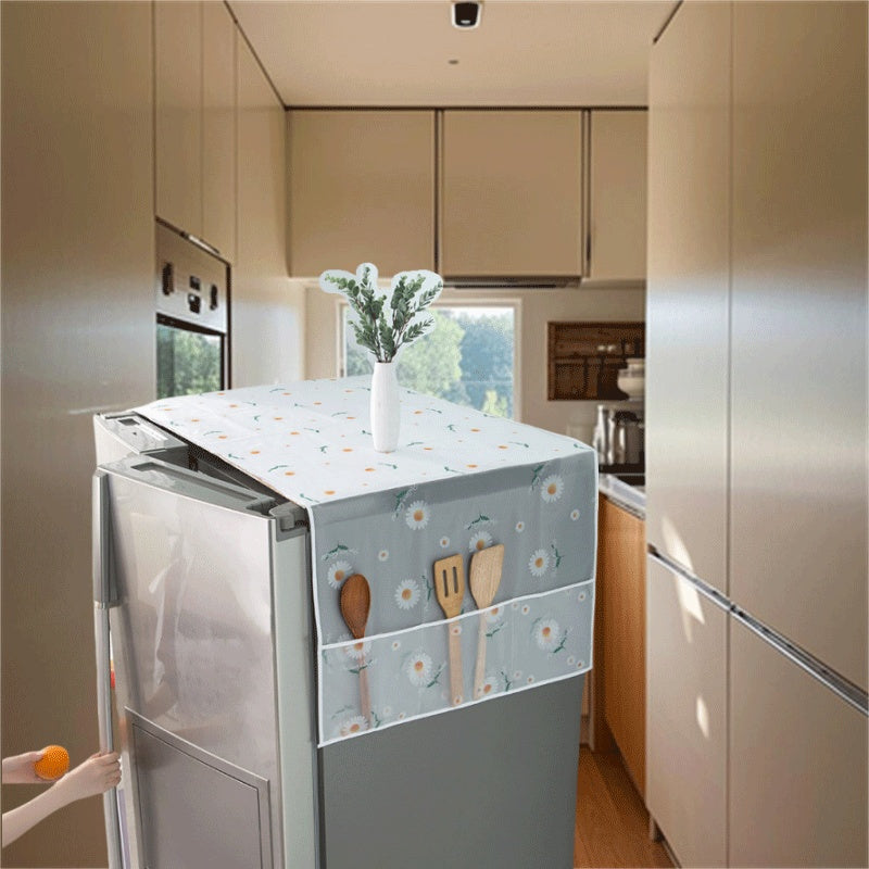 Durable Floral Pattern Refrigerator Cover Dust-Proof Scratch-Resistant Kitchen Appliance Protector