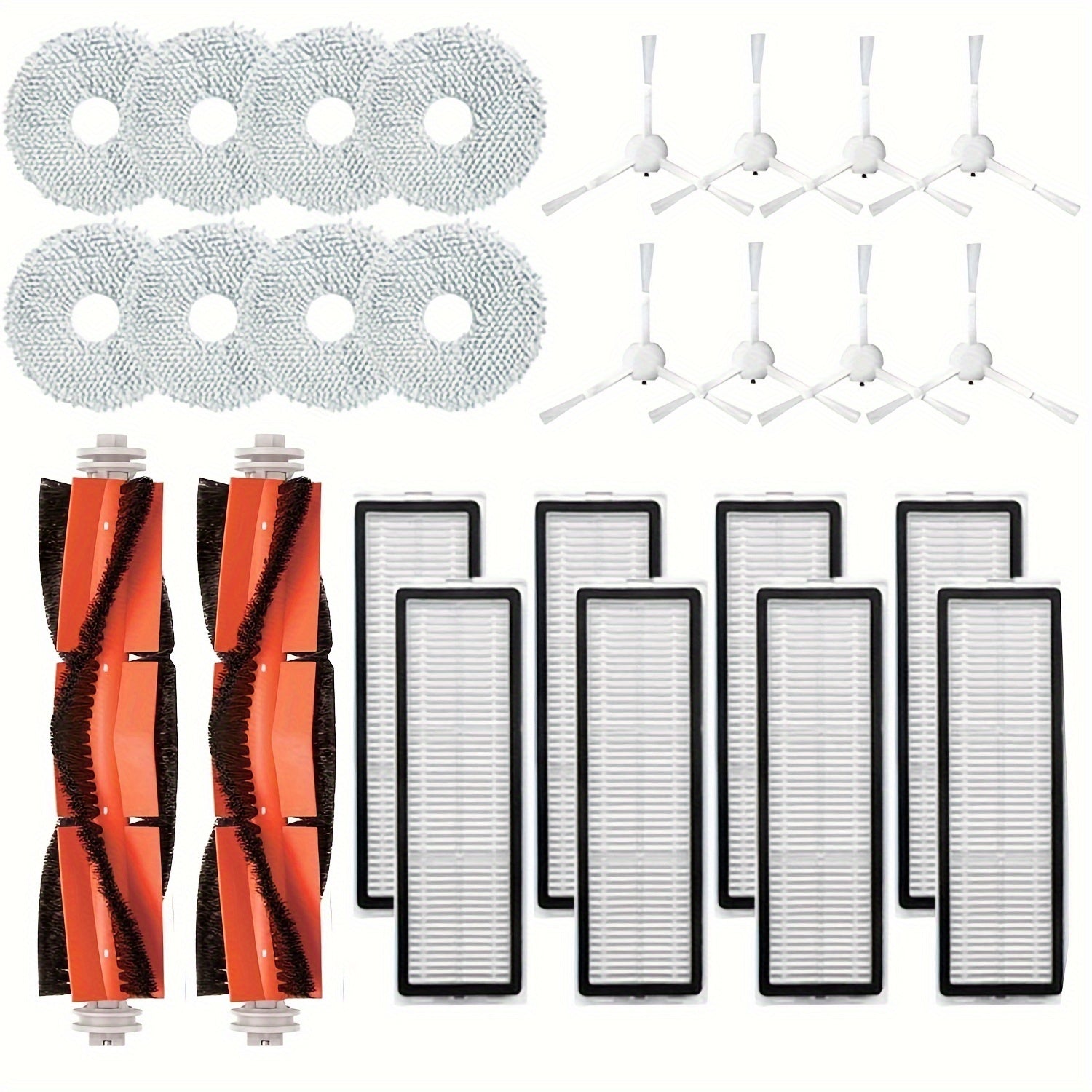 26-Pack Robot Vacuum Replacement Parts for Xiaomi X20/X20 Plus Main Brushes Side Brushes Filters Mop Cloths