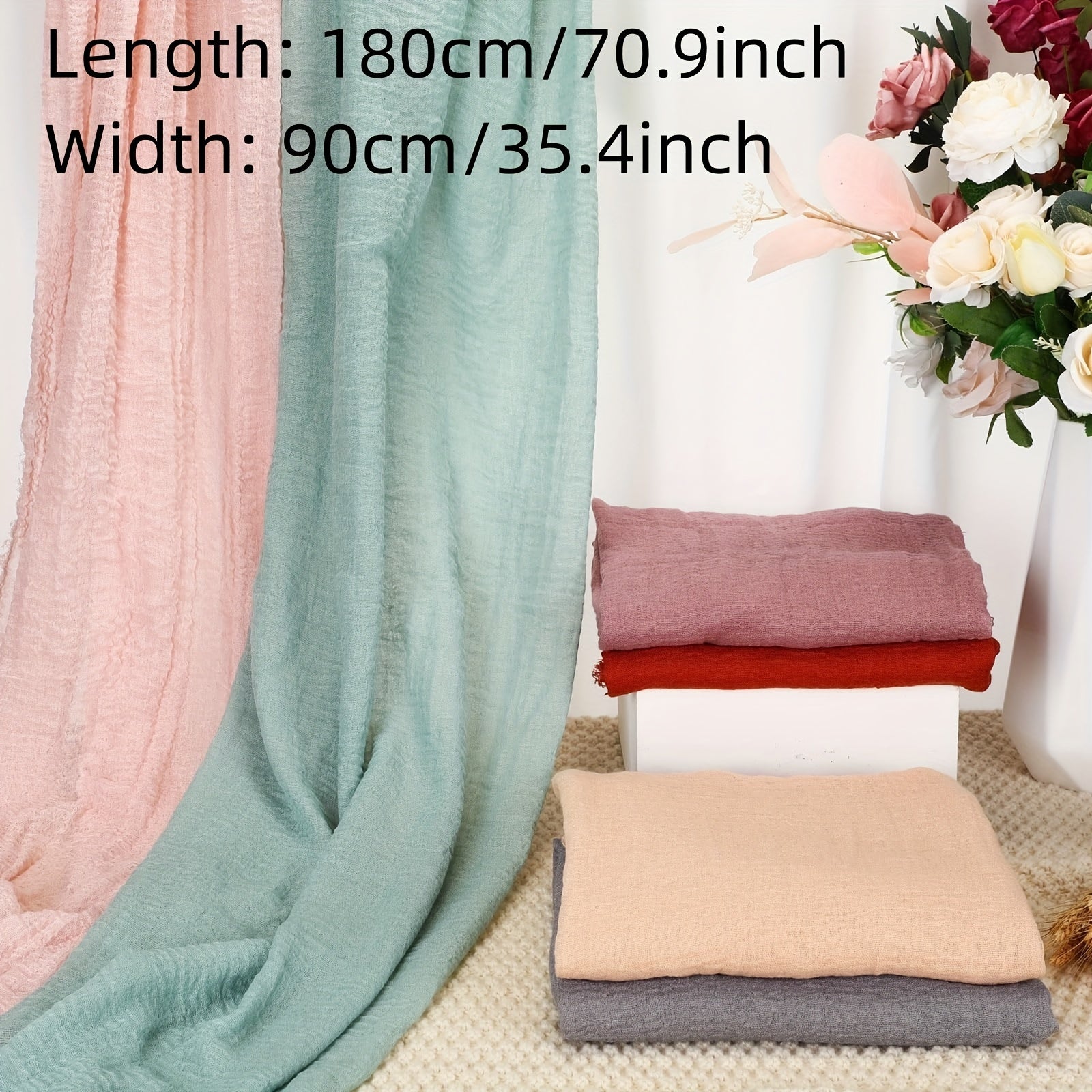 Women's Large Breathable Sun Protection Headscarf Solid Color Lightweight Wrinkle Scarf