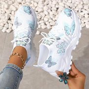 Women's White Breathable Running Sneakers with Pastel Purple Blue Accents