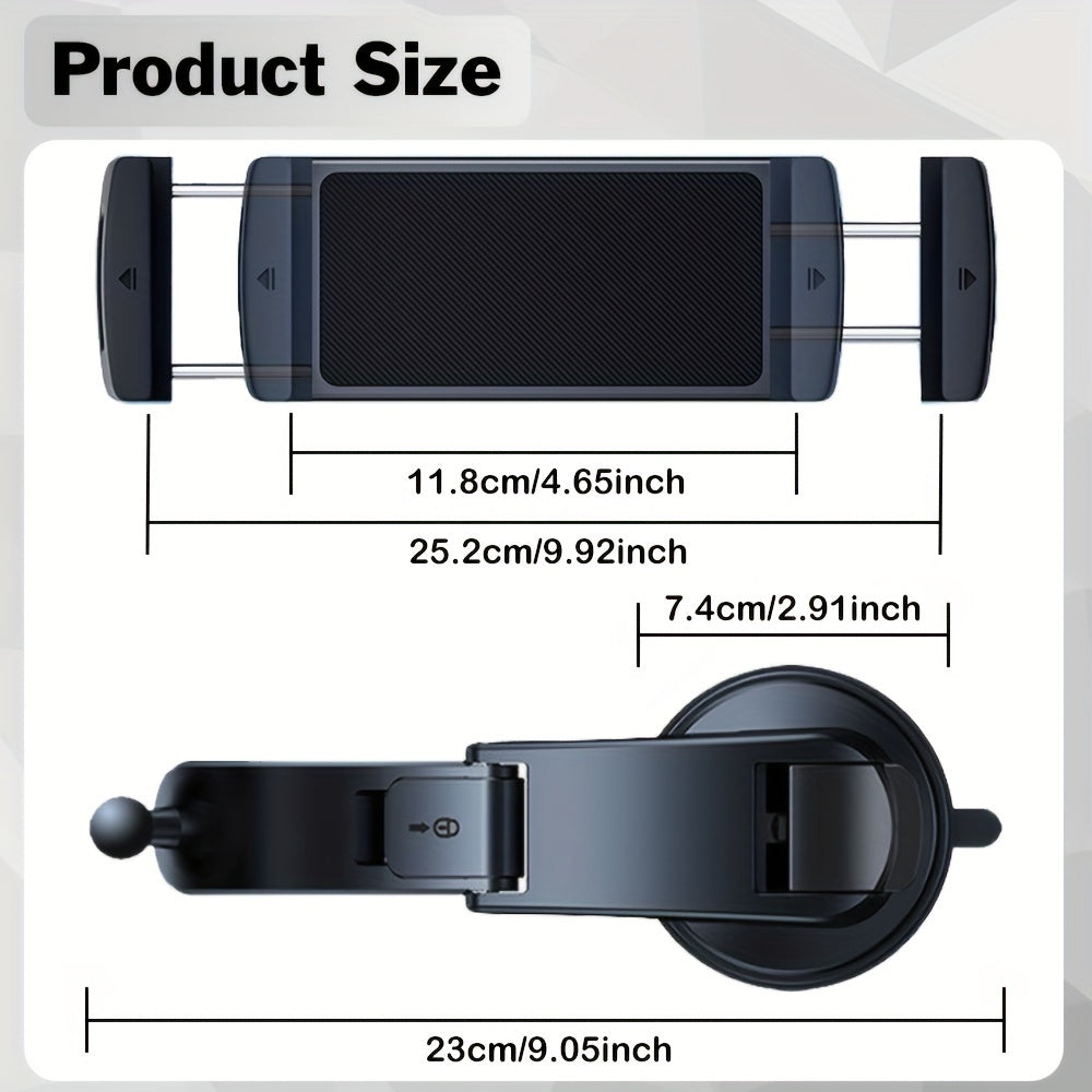 Universal Car Smartphone and Tablet Holder, Adjustable, Anti-Shake, Suction Cup
