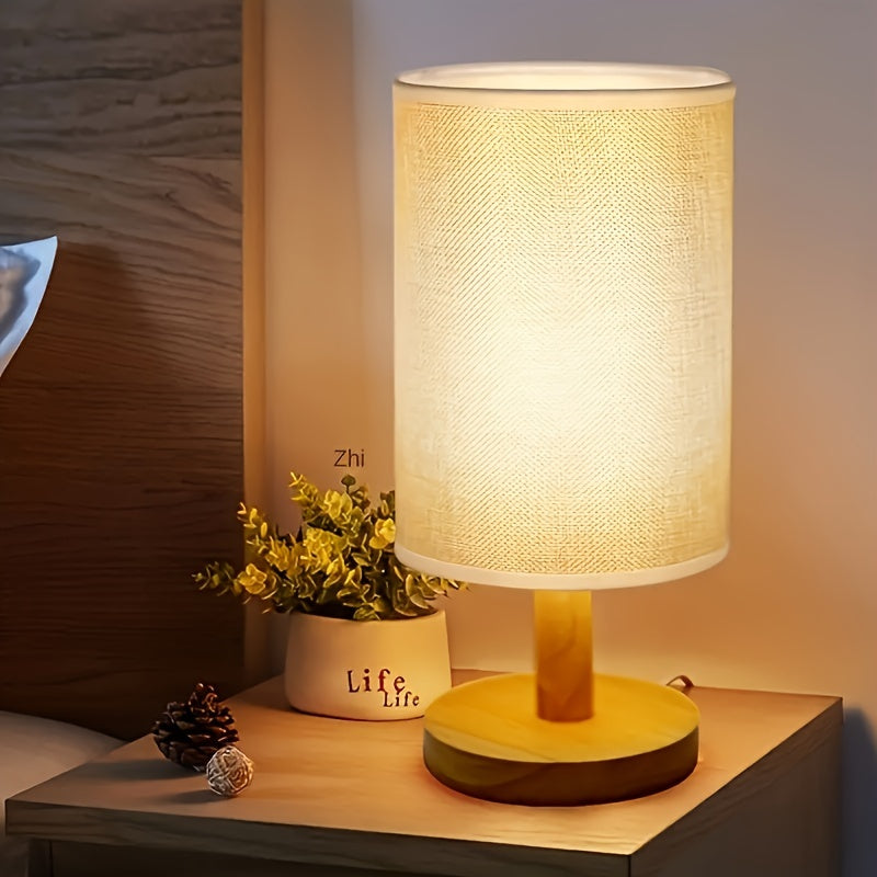 Solid Wood Table Lamp with LED Light for Bedroom and Study Room Decor
