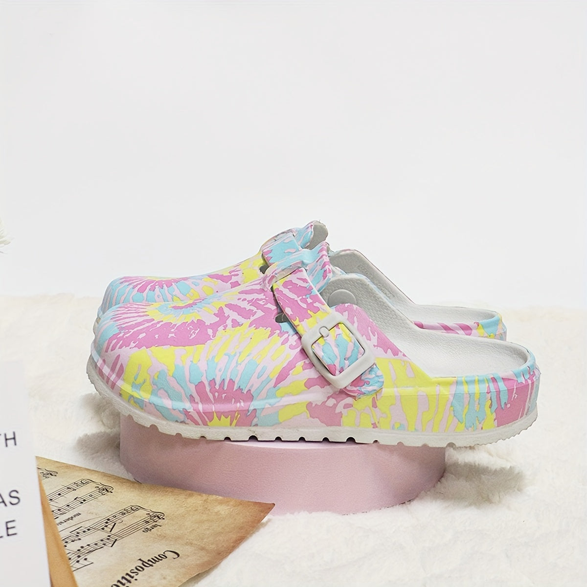 Women's Floral Print Mary Jane Slip-On Nurse Lab Shoes Non-Slip EVA