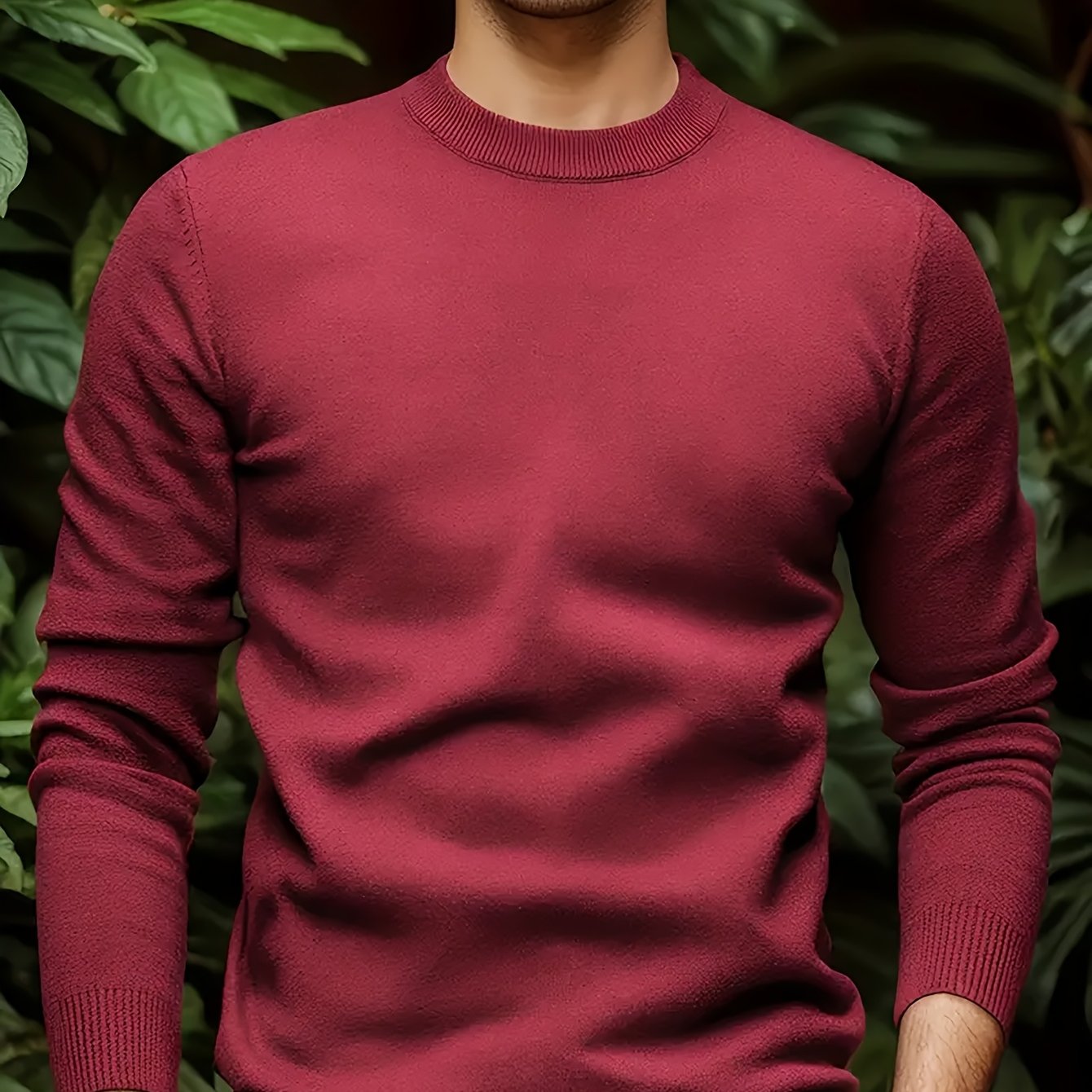 Men's Viscose Knit Crew Neck Sweater Long Sleeve Solid Casual Autumn Winter