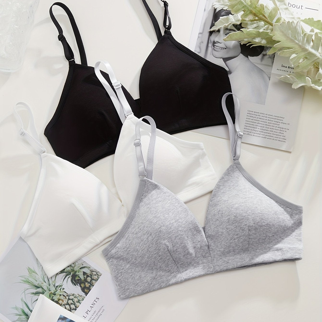 Women’s Wireless Bralette with Removable Pads Breathable Solid Color