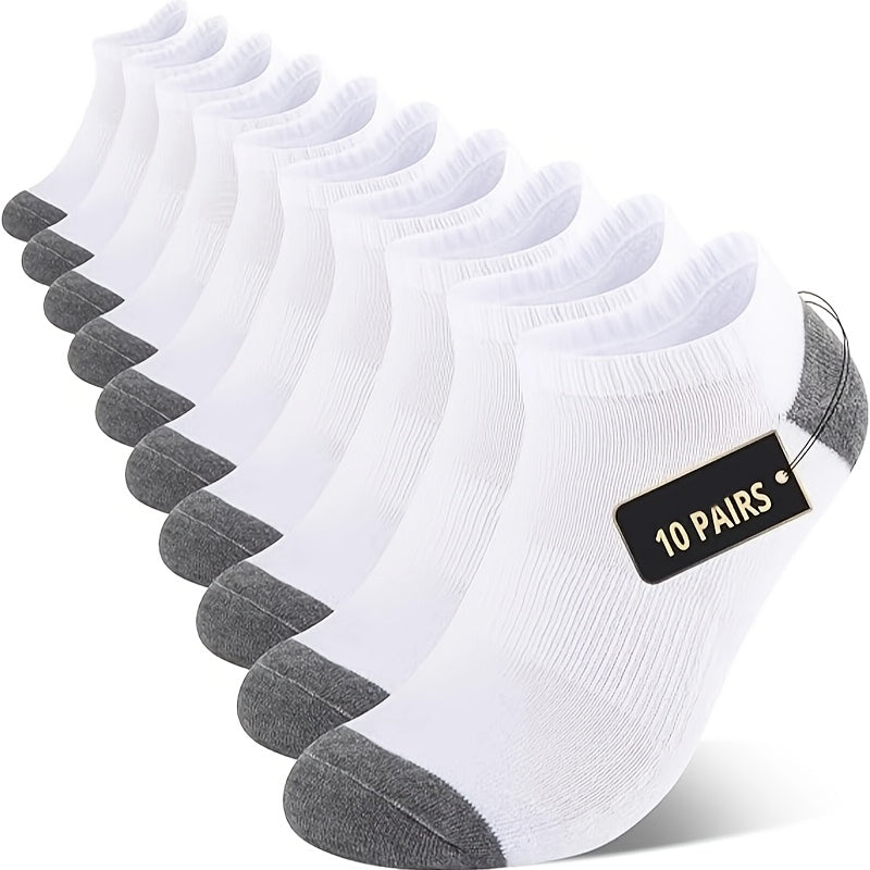 Men's Athletic Running Socks Cushioned Moisture-Wicking Knit Fabric Solid Colors