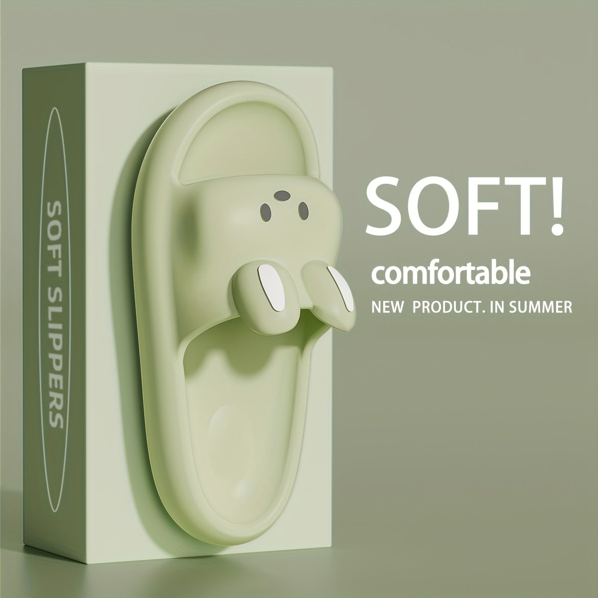 Женские шлепанцы-слипы с дизайном кролика, мягкая подошва, домашние тапочки для ванной