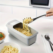 Microwave Pasta Cooker with Strainer Heat-Resistant Plastic Easy-Clean Noodle Steamer
