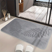 Non-Slip Leaf Pattern Bathroom Mat Absorbent Quick-Dry Polyester Rug