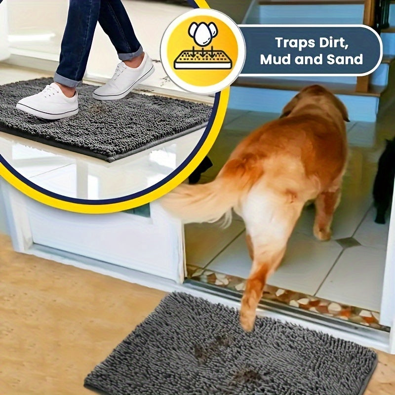 Microfiber Dog Door Mat Absorbs Moisture Dirt Non-Slip Washable Entryway Rug for Indoor Floors