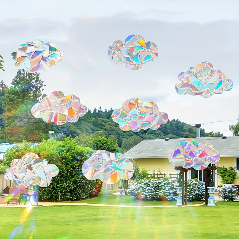 Contemporary Geometric Rainbow Window Film Set Anti-Collision PVC Clings Decals