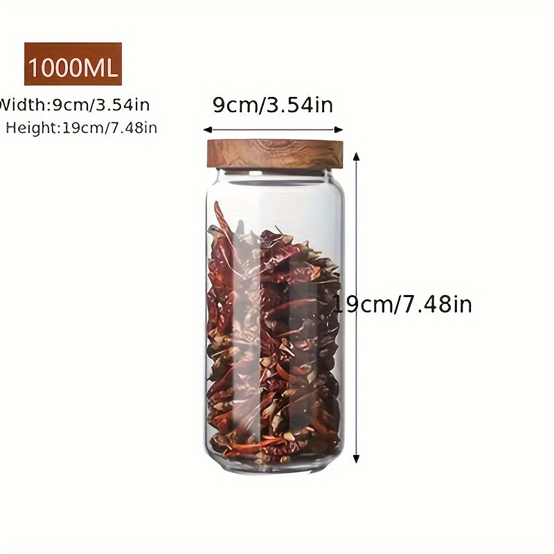 Glass Storage Jar with Bamboo Lid 1 Piece Kitchen Pantry Container for Snacks Spices