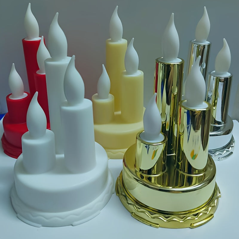 Juego de 3 velas electrónicas sin llama de color dorado para Halloween, fiestas de Navidad, bodas y decoración del hogar