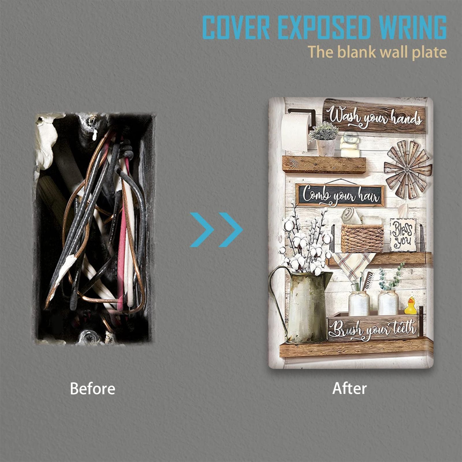 Decorative Rustic Floral Switch Plate Cover for Outlets and Light Switches