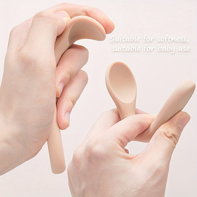 Set of BPA-Free Toddler Utensils with Silicone Forks and Spoons for Self-Feeding