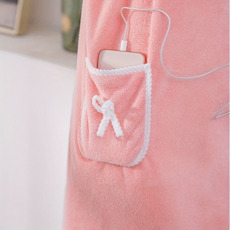 Women's Purple Coral Fleece Bathrobe Soft Thick Absorbent Cozy Home Wear