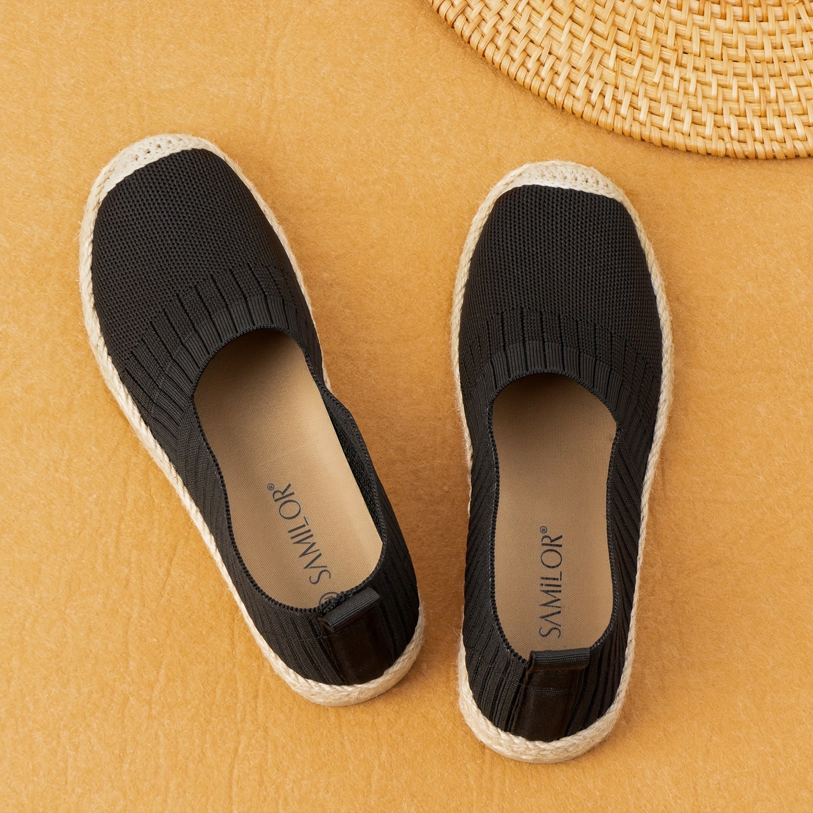 Women’s Linen Flats Breathable Knit Mary Jane Shoes for Travel and Everyday