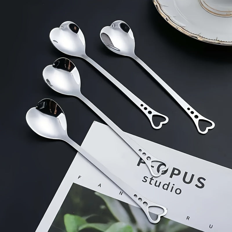 Stainless Steel Heart-Shaped Spoon for Coffee Tea Desserts Gift