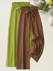 Women's Loose Pleated Textured Pants Set Two Pieces