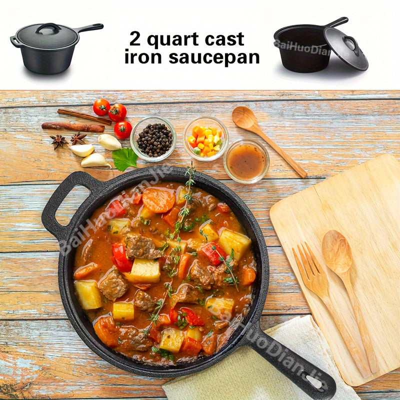Enameled Cast Iron Cookware Set Non-Stick Saucepan Deep Skillet Induction Gas