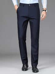 Men's Straight Leg Suit Pants Polyester Solid Casual Formal Autumn Winter