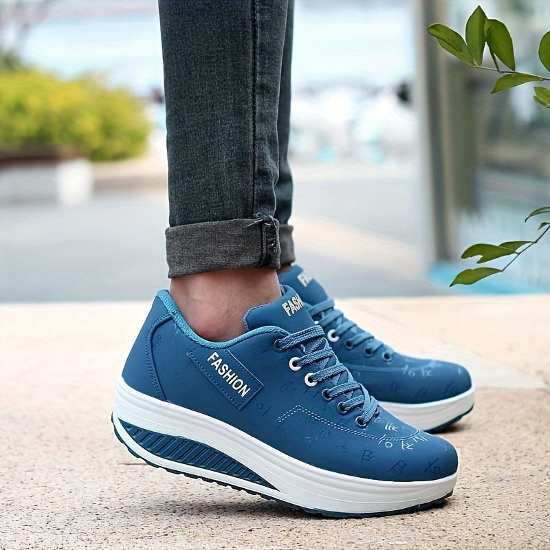 Women's Platform Sneakers Breathable Synthetic Low-Top Casual Shoes Black Pink