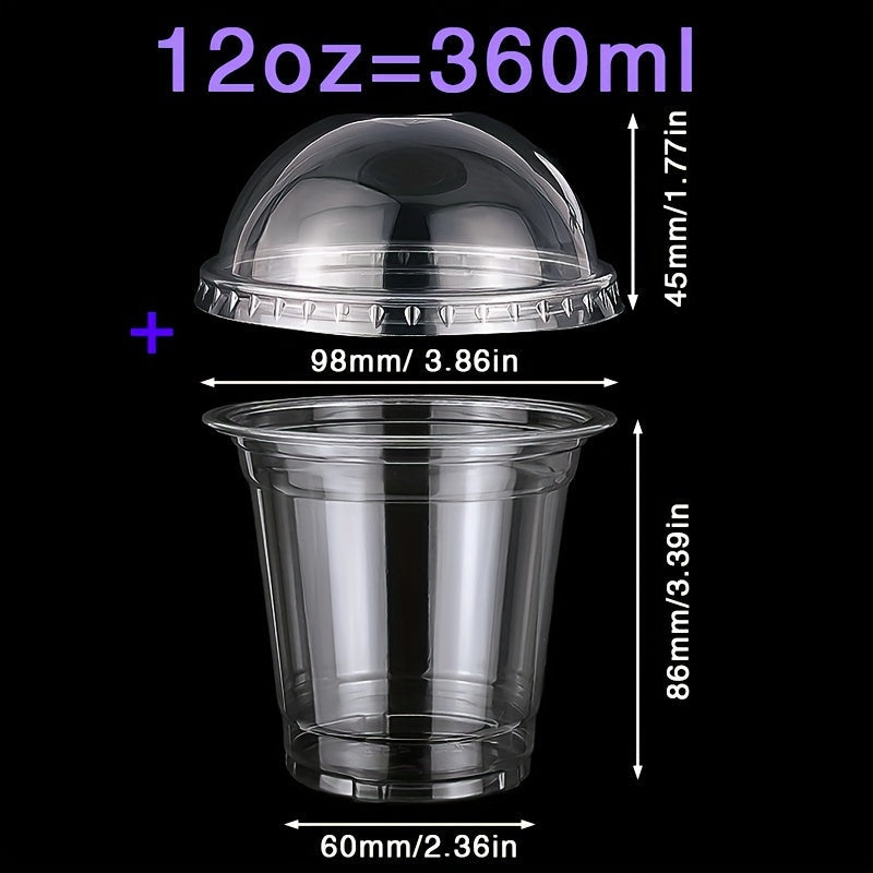 Set of 50 Disposable Plastic Cups with Lids 12oz and 16oz for Parties and Events