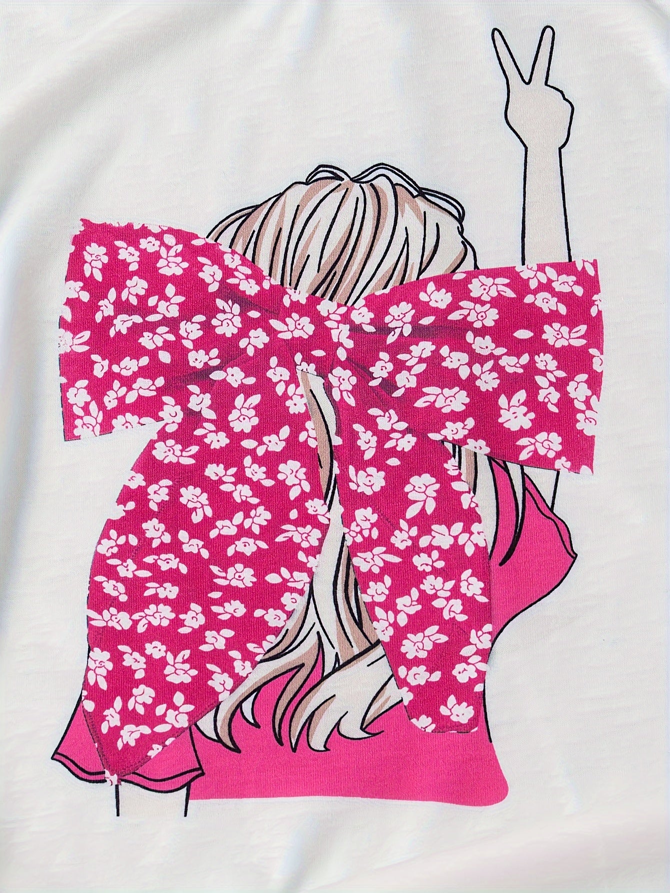 Girls Summer Outfit Set with Floral Shorts and Crew Neck Short Sleeve Top