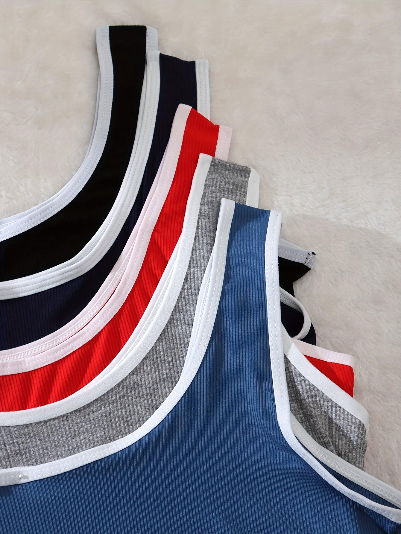 Women's Sporty Lingerie Set with Tank Bra and Color Block Letter Print