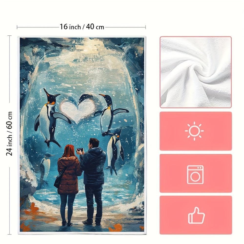 Ultra-Soft Kitchen Towels with Zoo Animal Illustration, Absorbent, Durable