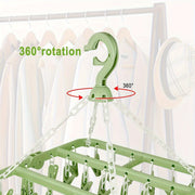 Tendedero plegable con 32 pinzas, gancho giratorio de 360°