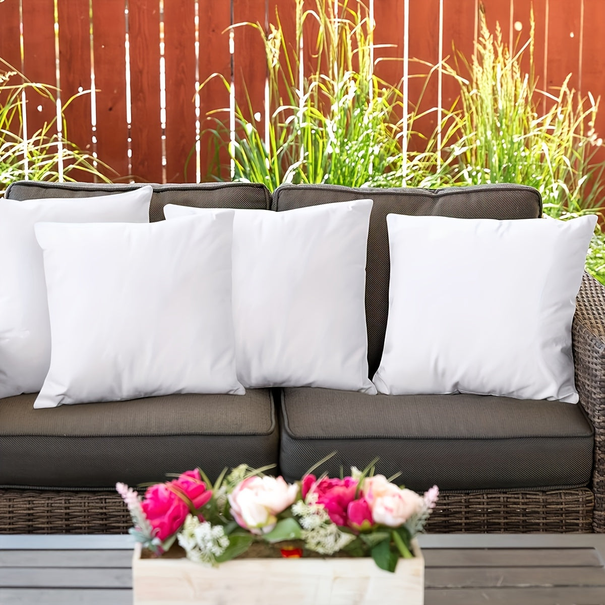 4-Piece White Pillow Set Fluffy Indoor Outdoor Sofa Bedroom Dormitory Living