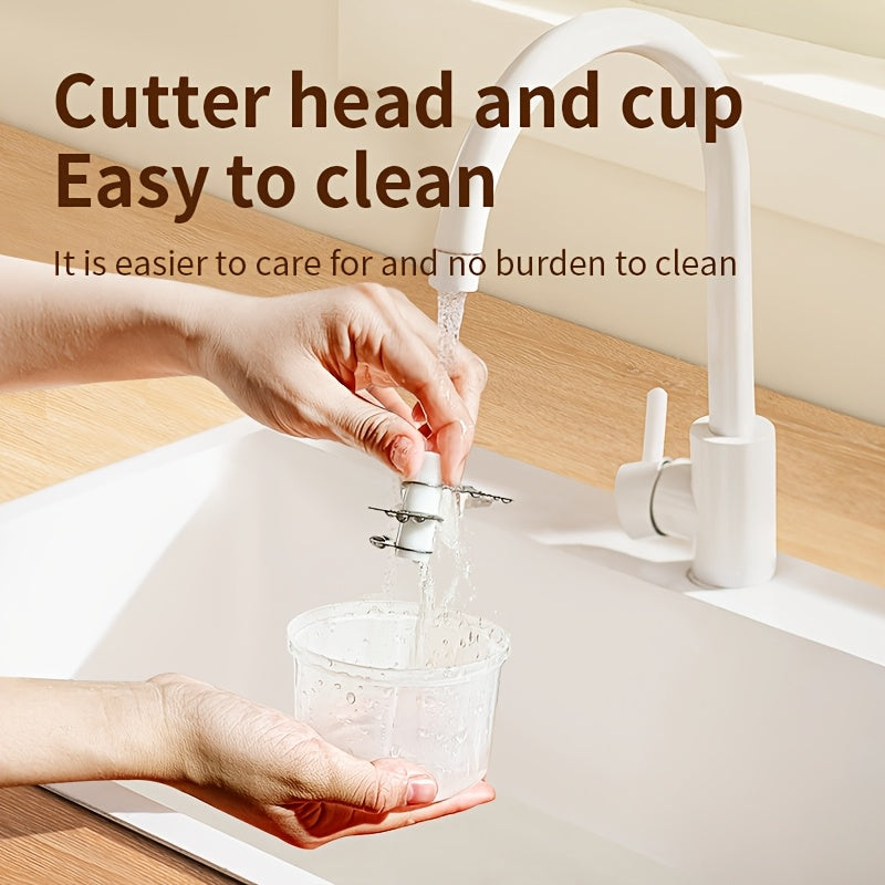 USB orqali zaryadlanadigan mini simsiz elektr sarimsoq maydalagich. Bir bosish bilan ishlash, 1000 RPM motor va oson tozalash dizayni. Uy oshxonasida, lagerda va kichik ovqat porsiyalarida ideal.