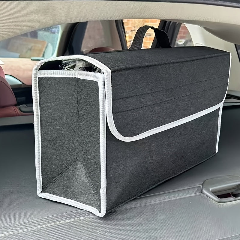 Car Trunk Organizer Felt Foldable Storage Box with Handle and Space Saving