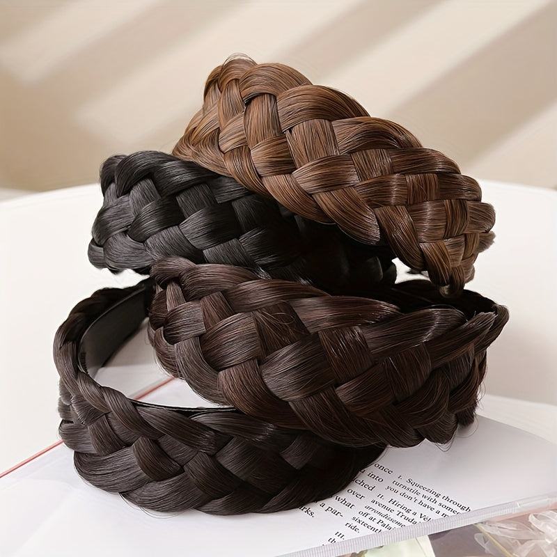 Fluffy Headband Hair Accessory with Braid Twist and 4cm Width for Women