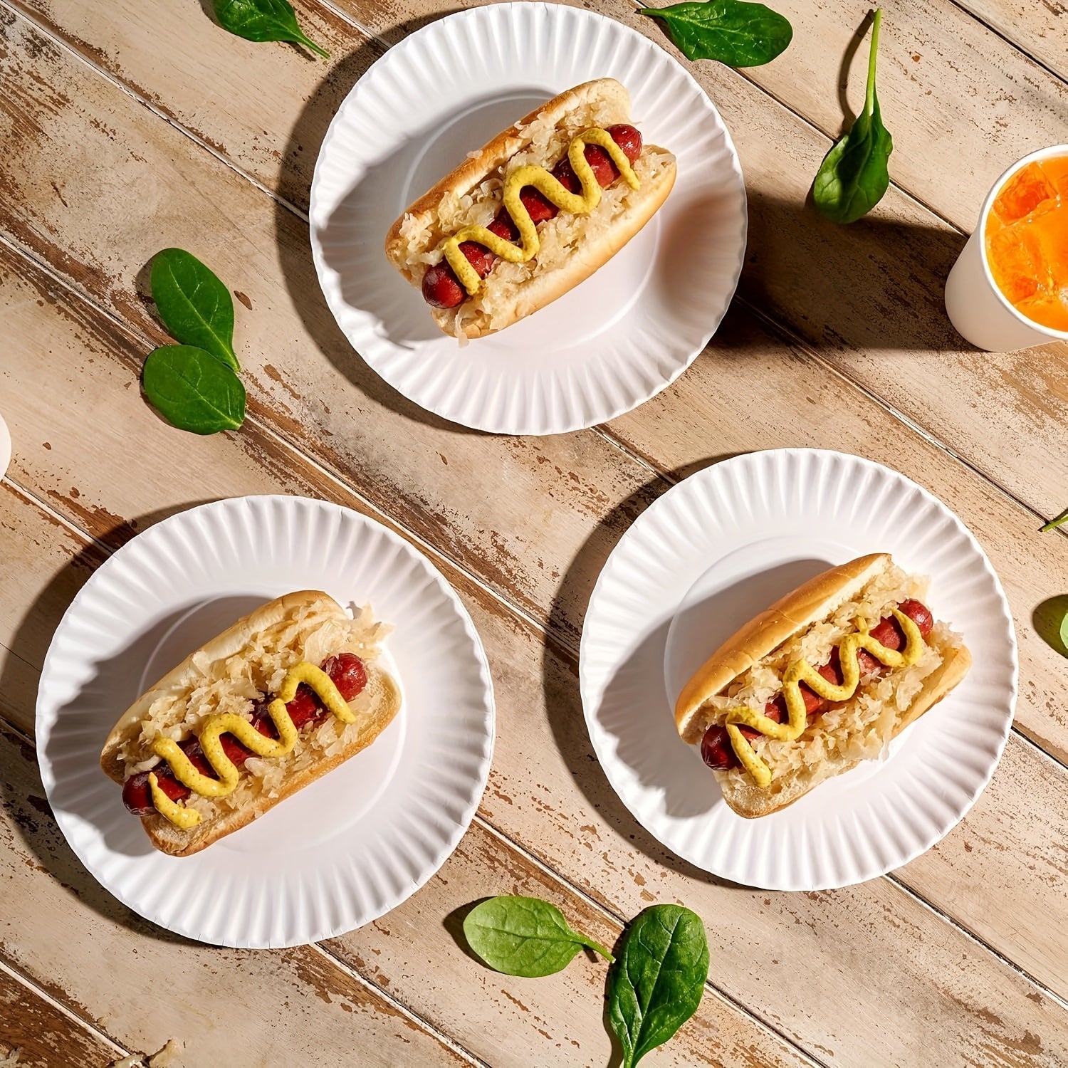 100-Pack 9-Inch Uncoated Paper Plates for Parties, Snacks, BBQs, Dinners