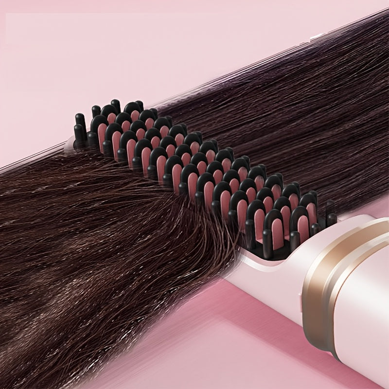 Portable Hair Straightening Comb with LED Display USB Rechargeable for Home Travel Use