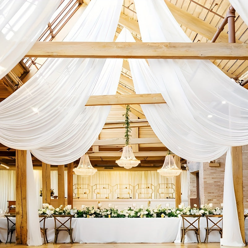 White Sheer Chiffon Draping Fabric for Weddings and Events 7.92M Plus 8.23M Polyester