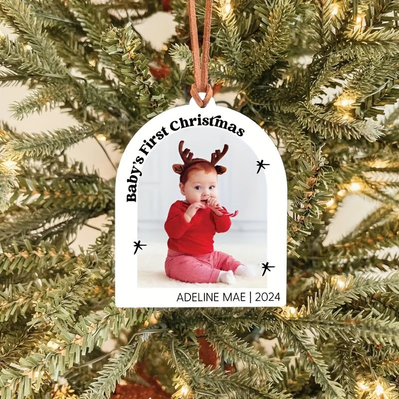 Personalized Acrylic Christmas Photo Ornament for Kids Custom Holiday Decor