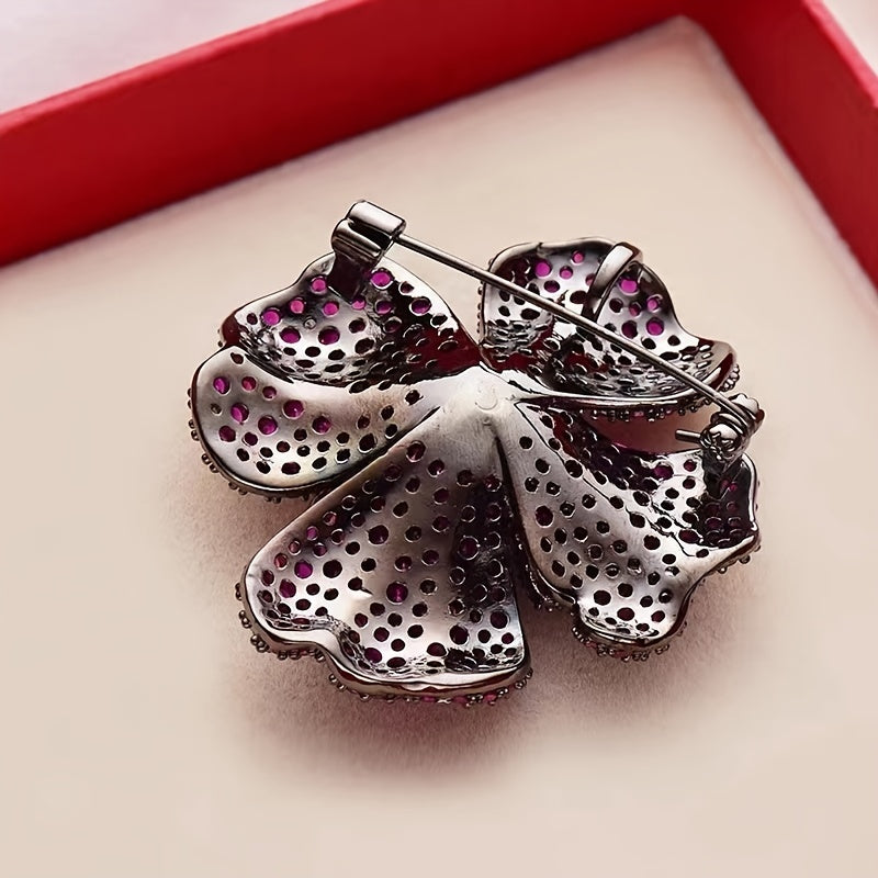 Elegant Flower Brooch Rhinestone Jewelry Christmas Gift for Women